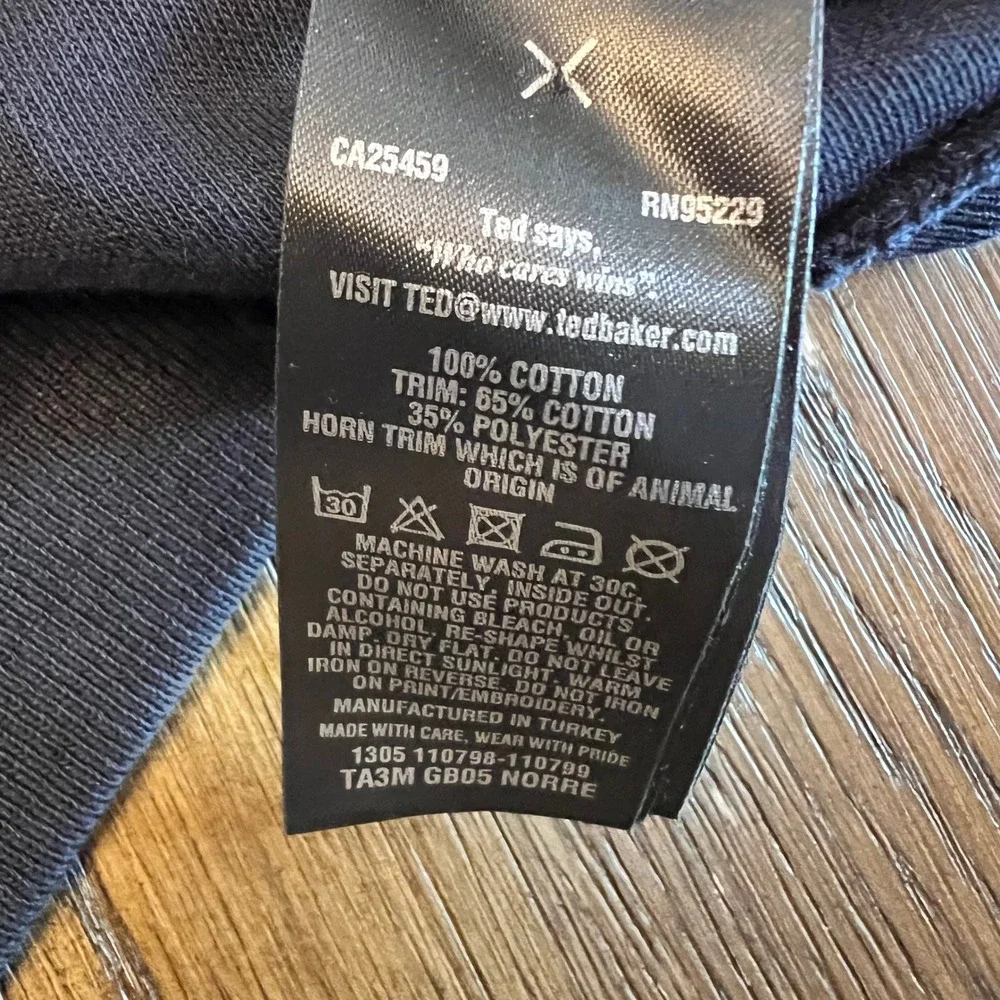 Ted Baker Cardigan Cotton Jersey Navy Blue Shawl Collar Preppy Size 4 L